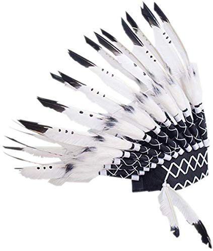 Native American Indian Feather Headdress Headwear 15.53-17.71inch(White) - Thumbnail 7