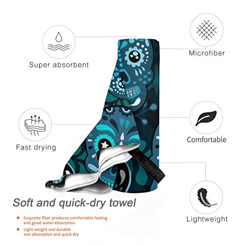 Microfibre-towel-lightweight-travel-beach-towel-Extra-large-quick-drying-camping-towel-Premium-gym-towels-for-swimming-yoga-Highly-absorbent-fast-dry-Sugar-Skull-2