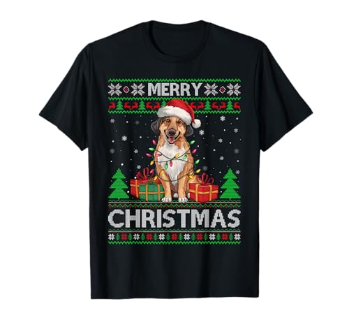Ugly Xmas Sweater Style Santa Kangal Shepherd Dog Christmas T-Shirt