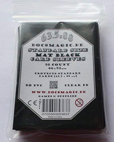 docsmagic.de 50 Double Mat Black Card Sleeves Standard Size 66 x 91