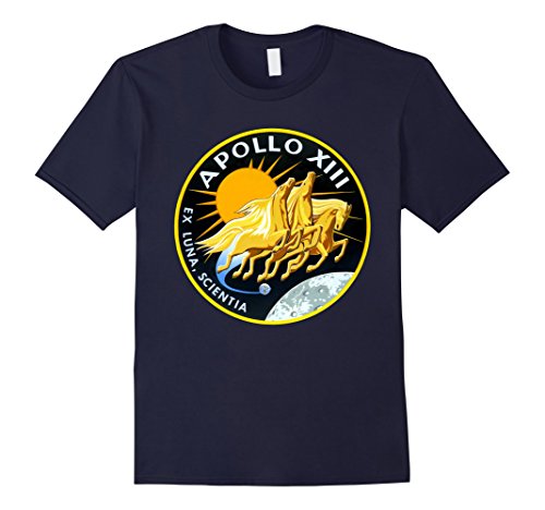 Mens Apollo 13 Mission Patch Badge Space Program T-Shirt XL Navy
