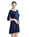 Lock and Love LL WDR930 Womens Round Neck 3/4 Sleeves Trapeze Dress XXL NAVY