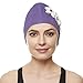 Beemo Latex Swimming Cap for Women, Swim Cap for Long Hair or Short Hair, Bath & Swim Caps to Shield Hair from Damage, Use as Large Shower Cap, Lavender Swimming Cap with White Flowers