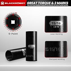 BLACKROBOT 1/2" Drive Impact Socket Set, 17 Pcs