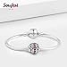 SOUFEEL July Birthstone Charm Rose Red 925 Sterling Silver Charms Fit Bracelet Necklace
