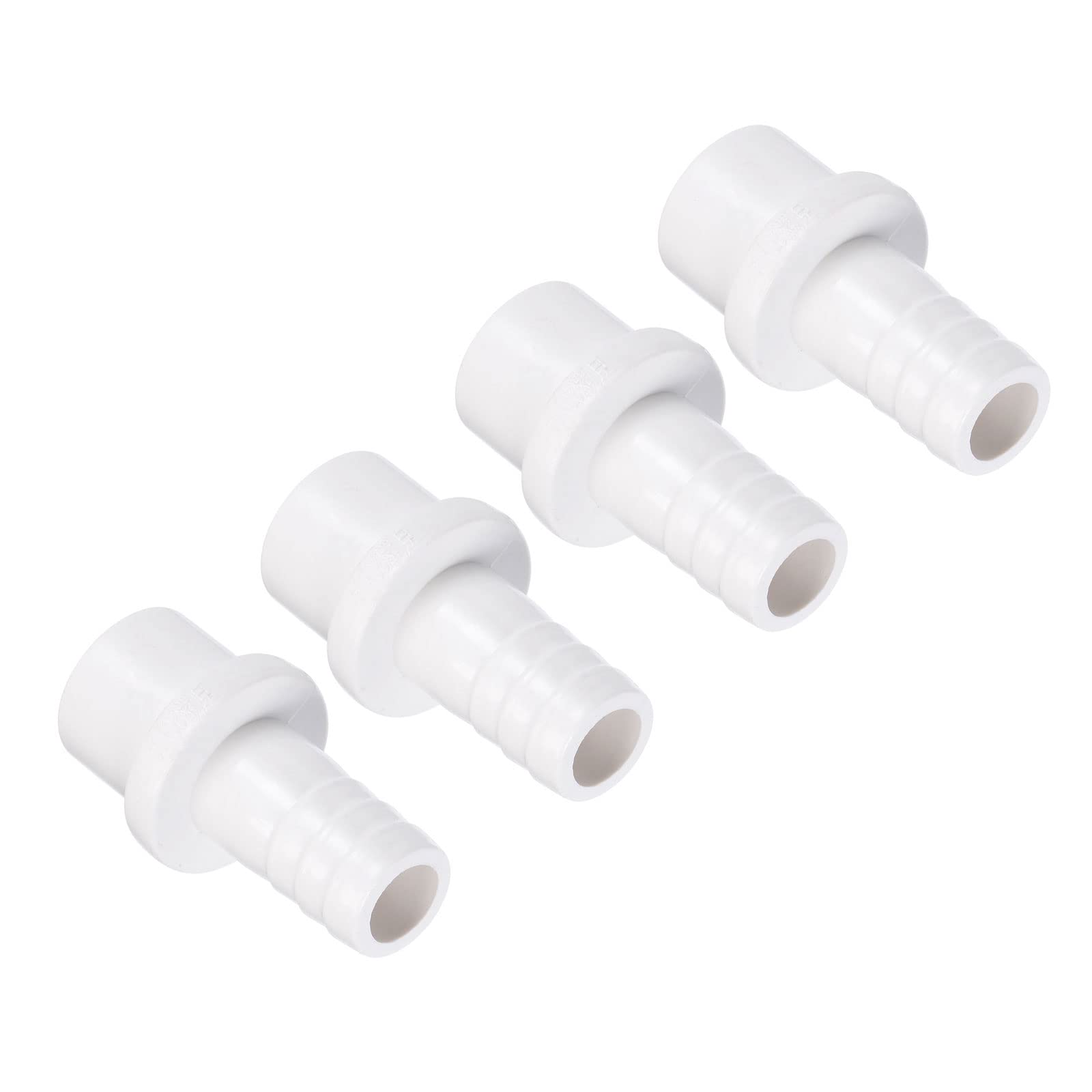 M METERXITY 4 Pack PVC Pipe Fitting - Water Tube Connector, 14mm Barb Straight Pipe Joint, Apply to Outdoor/Garden/Pool (OD 0.79 Inch, White)
