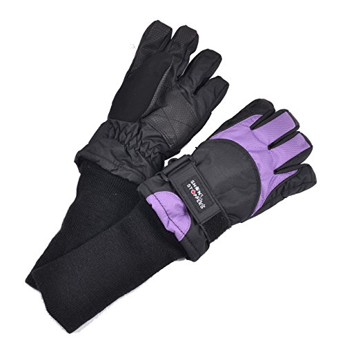 SnowStoppers Kid's Waterproof Ski & Snowboard Winter Gloves (Large Ages 10-14, Purple)
