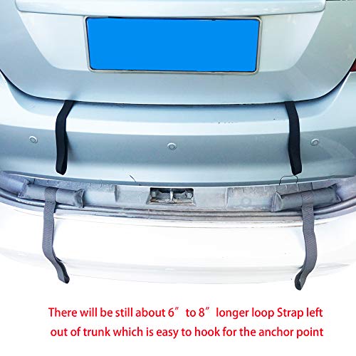 RORAIMA Heavy Duty Hood Loop Straps and Hood Trunk Straps with Lashing Tie down straps and PP Ropes 2 pcs each Ultimate solution kit for Trailing the Kayak/Canoe/SUP/Surfboard/Ski board/Snow board 8 p - Thumbnail 5