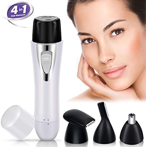 KINYEE Facial Hair Removal for Women - 4 in 1 Electric Painless Hair Remover Anti-allergy USB Rechargeable Shaver with Eyebrow Trimmer & Bikini Razors, Nose Hair Trimmer for Women and Men (white)