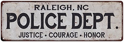 RALEIGH, NC POLICE DEPT. Vintage Look Metal Sign Chic Decor 