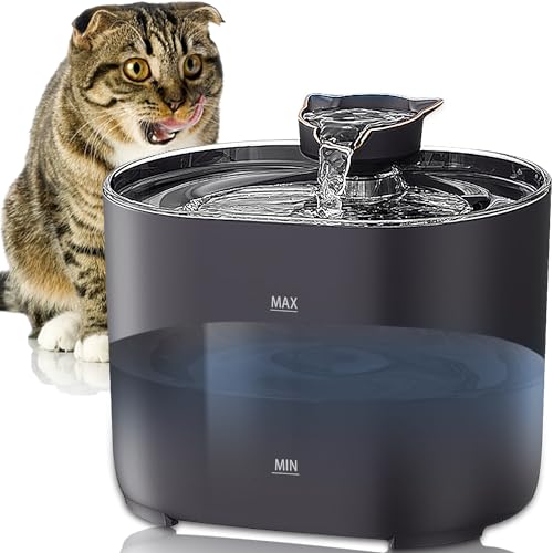 MXCOCO Fuente de Agua para Gatos, 74oz/2.2 L Bebedero para Gato con luz LED, Fuente para Mascotas con Bomba Ultra Silenciosa, Dispensador de Agua para Perros con Filtros, Sin BPA