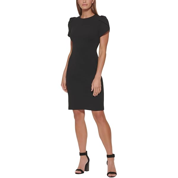 navy blue dress for baby girl Calvin Klein Women's Flutter Sleeve A-Line Dress with Surplice Neckline,  Black/Cream, 2 at Amazon Women's Clothing store