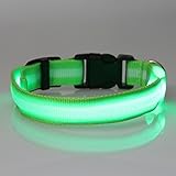 Urparcel Dog Safety Collar, LED, Flashing and Solid, Nylon - Free Extra Batteries - Large and Small Dogs - FREE SHIPPING (Green, Large)