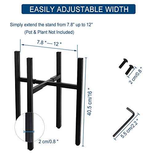 Adjustable Plant Stand, Angela&Alex Indoor Mid Century Plant Holder Modern Metal Planter Fits Medium & Large Pots Sizes for Indoor Outdoor Planters- Adjustable Width 7" to 12" (Pot Not Included） - Thumbnail 6