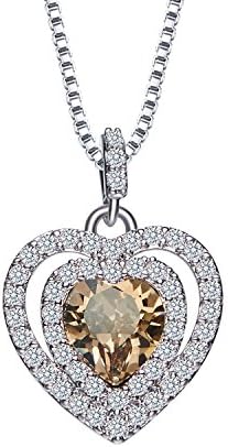 Xingzou August Birthstone Necklace Pendant for Daughter, Golden Crystal Heart Lover Jewelry With Box