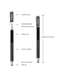 Mixoo - Lápices capacitivos para pantallas táctiles, alta sensibilidad y precisión, 3 unidades (negro plata oro rosa)