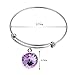 Silver February Jewelry Bangle Bracelet-Stainless Steel Adjustable Amethyst Charm Birthstone Bracelets Birthday Gifts for Women
