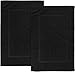Utopia Towels Cotton Banded Rug, Bath Mats, Not a Bathroom Rug, 21 by 34 Inches, 100% Ring Spun Cotton, Highly Absorbent Shower Bathroom Floor Mat, Black, 2 Pack
