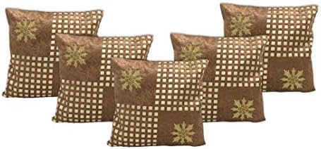Online Loot Store Print Velvet Cushion Covers Brown Color '40X40cm' or '16X16inches' (Set of 5 pcs)