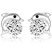 Women's Cubic Zirconia Crystal Dolphin Stud Earrings