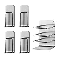 YISMAN Toothbrush Holder, Toothpaste Cup and Razor Holder, Save Space, Keep Dry, Stainless Steel, Wall Mounted, Strong adsor, 3M Adhesive 304 Stainless Steel for Bathroom or Kitchen (5 Pack)