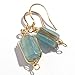 Scutum Craft Natural Stone Dangle Drop Earrings with Gold Plated Wire Wrap and 925 Sterling Silver Hook Jewelry for Women (Raw Aquamarine Square 10mm)