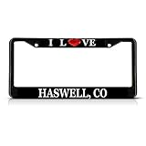 I Love Heart Haswell, Co Black Metal License Plate Frame Tag Border