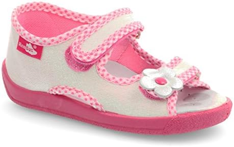 Girls Canvas Shoes Slippers Sandals Baby Kids Toddler (White Brocated, 7UK / 24EU - 15cm)