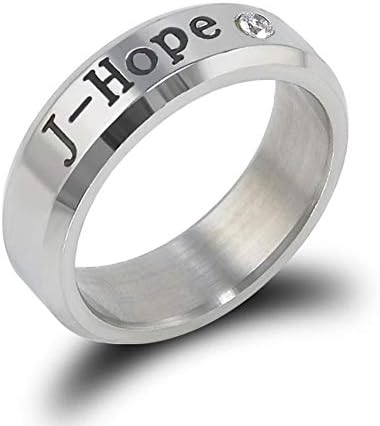 Ring Opeof Fashion Men Titanium Steel Rhinestone Letters Carving Finger Ring Jewelry Gift - J-Hope