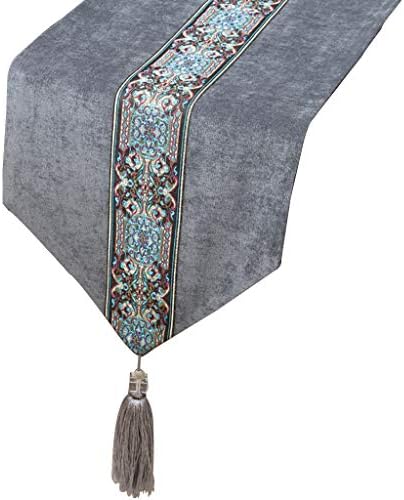 WYQ Gray Table Runner, Corduroy Table Runners for Dining Table, TV Cabinet, Coffee Table, Shoe Cabinet, Porch (Available in 5 Sizes) (Color : Gray, Size : 33cm×200cm)