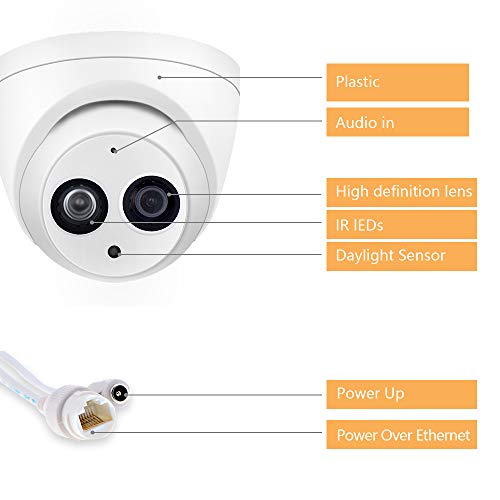 4MP PoE IP Security Camera IPC-HDW4433C-A 2.8mm Lens,4 Megapixels Home Outdoor Network Surveillance Camera Dome with Built-in Mic for Audio,IR Night Vision,H.265,IP67 Waterproof,ONVIF