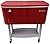 BEACON Rolling Party Cooler, Red Steel with metal storage, Stand & Wheel
