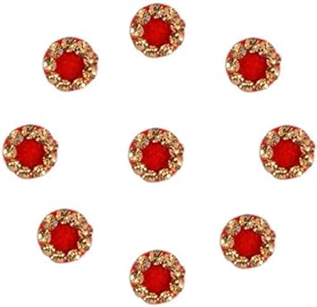 BEAUTY GOLD 23 Pcs Multi Color Diamond Round Stone Bindis for Women and Girl Foredead