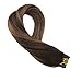 Moresoo 18 Inch Remy Human Hair Extensions Glue on Adhesive Tape In Remy Human Hair Extensions Color Dark Brown #2 Ombre to Brown #6 Highlighted with #2 Tape on Hair 20PCS 50G