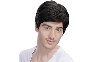 Baruisi Mens Short Black Wig Natural Hair Replacement Synthetic Costume Halloween Hair Wigs