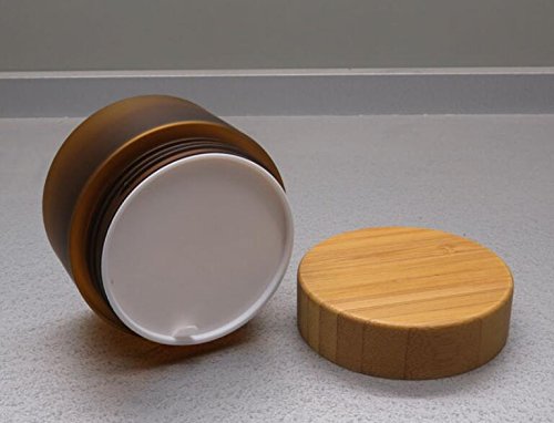 150ML 5oz Empty Amber PET Plastic Cosmetic Container Case with Natural Bamboo Cap Cream Lotion Box Ointments Bottle Food Bottle Makeup Pot Jar