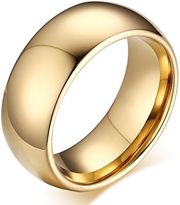HOUDELL Tungsten Carbide Wedding Engagement Band Rings For Men Women Domed Beveled Edge(Gold Size 10)