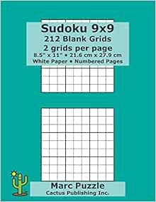 sudoku 9x9 212 blank grids 2 grids per page 85 x 11 216 x 279
