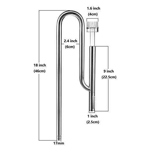 JARDLI Metal Lily Pipe Surface Skimmer Steel Stainless Inflow Outflow for Aquarium Planted Tank (13mm Outflow & 17mm inflow Set)