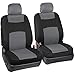 PolyCloth Car Seat Covers Black & Gray Two-Tone Classic & Black Carpet Floor Mats for Auto