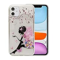 Newraturner 6.1 inch iPhone 11 Case, Clear Flower Design Soft & Flexible TPU Ultra-Thin Shockproof Transparent Protective Floral Cover Case for iPhone 11(2019)