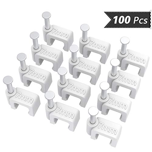 Nail-in Cable Clips 7mm, BUSOHE Flat Cable Wire Nail Clips for Cable Wire Management, 100pcs/Pack, White - Thumbnail 3
