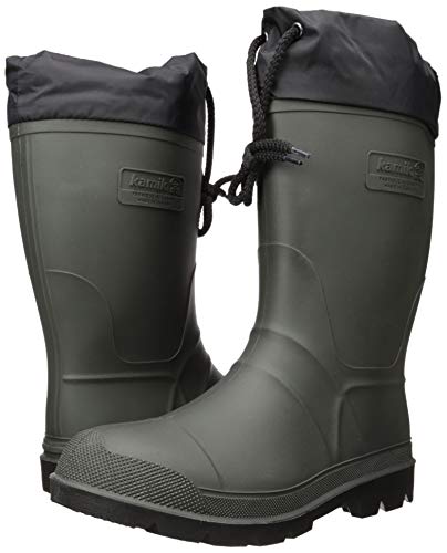 Kamik Forester Insulated Rubber Hunting Boots - Waterproof Insulated Boots for Men - Slip-Resistant Outsole for Hunting - Snow Shoes with Removable Liner - Mid-Calf Height - Khaki/Black - 14