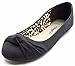 Charles Albert Ballet Flats for Women, Knotted Front Canvas Round Toe Dress Shoe, Black, 10