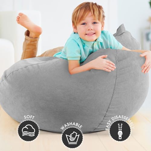 Peryiter Pcs Stuffed Animal Storage Bean Bag Chair Cover (no