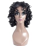 Synthetic Afro Curly Hair Wigs for Black Woman Short Kinky Hair Jet Black Heat Resistance Fiber 14