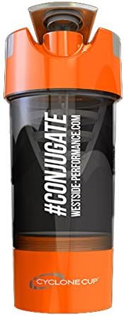 Westside Performance Nutrition #Conjugate Cyclone Shaker with Added Compartment - Great for Protein Shakes, Nutritional Supplements and Other Beverages - 16 fl. oz. (Oranage)