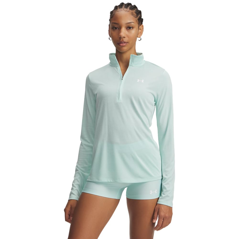 Under Armour Women's Tech Twist Half Zip, (703) Refresh Mint / / White, Large Image