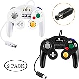 Gamecube Controller, 2 Pack Classic Wired Compatible with Nintendo Gamecube Controller for Wii U, PC, Switch,WII, Super Smash Bros Ultimate Nintendo Switch Controller (Black+White)