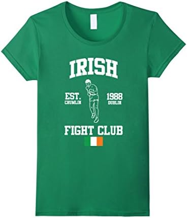 Womens Ireland Boxing "Irish Fight Club" T-Shirt Small Kelly Green